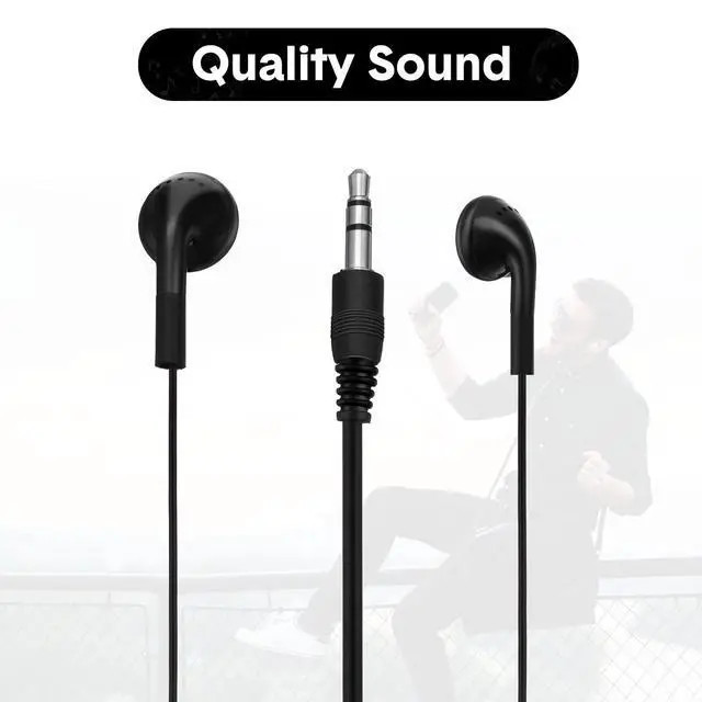 Alt view image 2 of 6 - 150 Packs Earbuds Bulk Earphones with 3.5 mm Headphones Wired Ear Earbud Wired Earphone for Adult Teacher Office Home Computer Travel Library Individually Packed(Black)