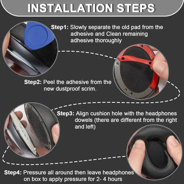 Alt view image 5 of 7 - Replacement Ear Pads for Beats Studio 2 & Studio 3 Wired & Wireless Headphones, Ear Cushions, Ear Cups Cover Repair Parts (Shadow Gray)