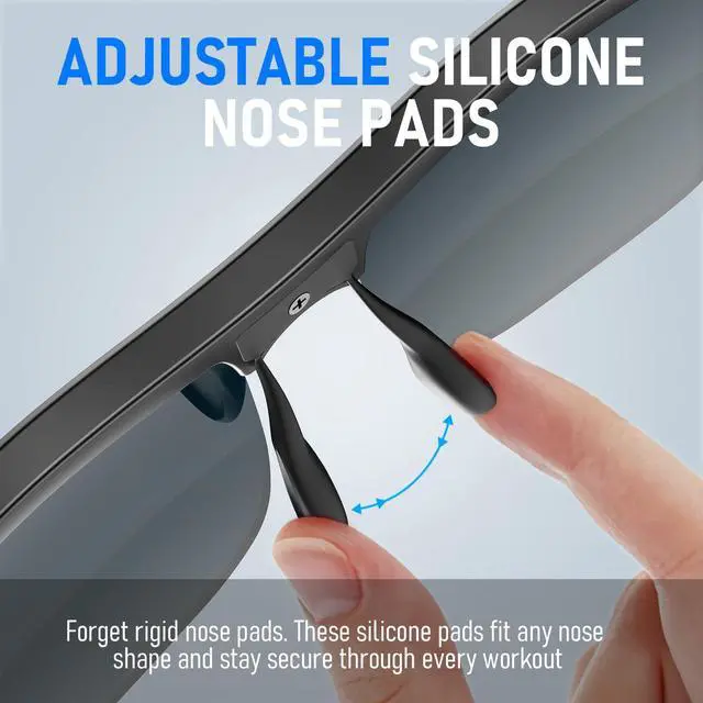 Alt view image 5 of 7 - Bluetooth Sunglasses, Open-Ear Audio Glasses | UV400 Polarized Lenses, Bluetooth 5.3, 8H Playtime | Adjustable Nose Pads, Hands-Free Call for Sports Driving Cycling | Men & Women