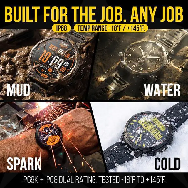 Alt view image 2 of 7 - Bravo XL 2 Smartwatch for Men, Big Face Tactical Smart Watch, 720mAh 21-Day Battery, AMOLED Display, Built-in Flashlight, Bluetooth Calling, IP68 Water Resistant, for Android iPhone