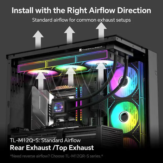 Alt view image 5 of 7 - TL-M12Q-S X3 120mm ARGB Case Fans, 2000RPM, 68.9CFM, 3-Pack | Daisy Chain Wiring, ARGB Fan Blades, Infinity Mirror Lighting