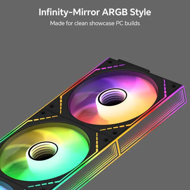 Alt view image 6 of 7 - TL-M12Q-S X3 120mm ARGB Case Fans, 2000RPM, 68.9CFM, 3-Pack | Daisy Chain Wiring, ARGB Fan Blades, Infinity Mirror Lighting