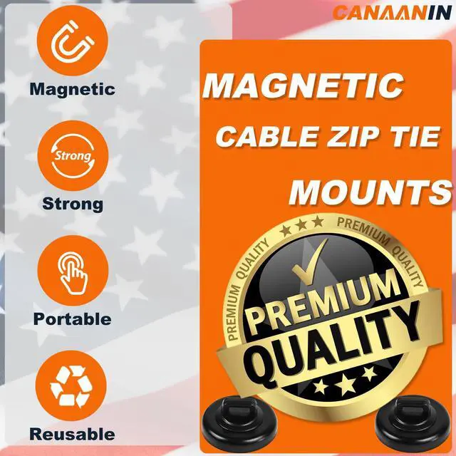 Alt view image 2 of 7 - Magnet Zip Tie Mount Magnetic Zip Ties Mount Clips Base Holder Strong Multipurpose Wire Cable Holder Mount Wire Clips Management for Home Office Marine Electrical Wiring (Black, 24 Piece)