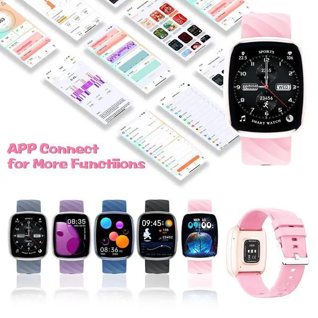 Alt view image 7 of 7 - Smart Watch for Kids Fitness Activity Tracker for Boys Girls, Waterproof, Puzzle Games, Alarm Music, Sport Mode, Heart Rate, Sleep, Pedometer, Children Smartwatch Birthday Gift (Pink)