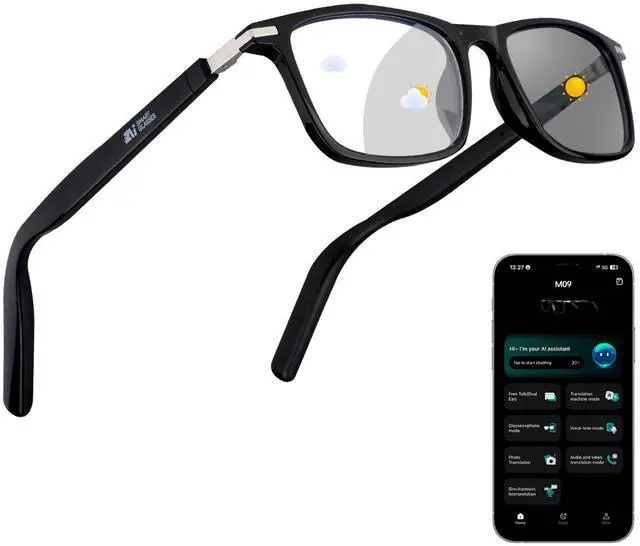 Main image of 2026 Al Smart Glasses, Bluetooth Translation Glasses with 164 Languages | Color-Change Lens, Music & Call, IP65 Waterproof, Free App, Fashion Audio Glasses for Meeting Driving Travelling,Thin Temples