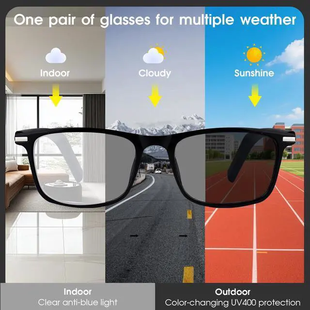 Alt view image 2 of 7 - 2026 Al Smart Glasses, Bluetooth Translation Glasses with 164 Languages | Color-Change Lens, Music & Call, IP65 Waterproof, Free App, Fashion Audio Glasses for Meeting Driving Travelling,Thin Temples
