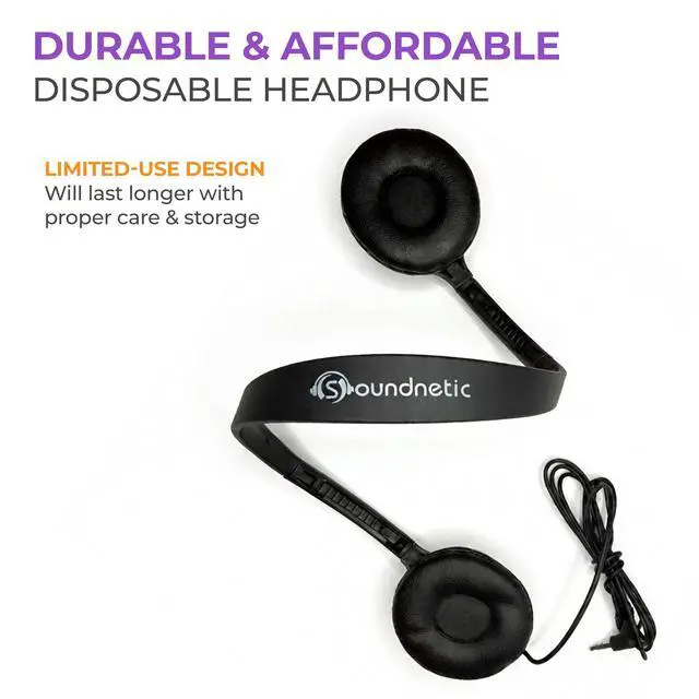 Alt view image 6 of 6 - SN313 Bulk Classroom Headphones 50 Pack Wired On-Ear Stereo Headphones for Students K-12, Leatherette Earpads, 3.5mm Jack, Compatible with Chromebook, Laptop, Computer School Pack