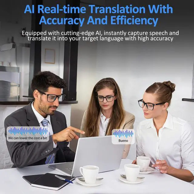 Alt view image 5 of 7 - AI Smart Glasses with Open Ear Speaker, 5.4 Bluetooth,Voice Assistant Compatible,Real-Time Translation,Auto Color-Changing Lenses for Business&Outdoor Activities