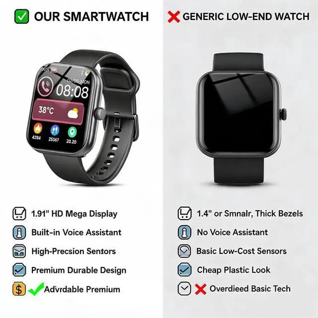 Alt view image 5 of 7 - Smart Watch for Women Men, Alexa Built-in, Smartwatch for iPhone & Android Bluetooth Call, 1.91" HD Fitness Tracker with Heart Rate/SpO2/Sleep Monitor, IP68 Waterproof, Fitness Watch 100+ Sports Modes