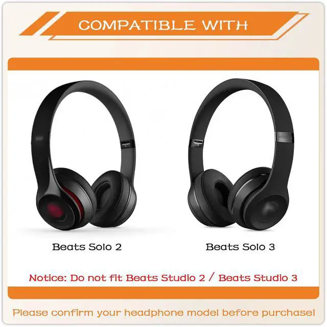 Alt view image 2 of 7 - Replacement Ear Pads for Beats Solo 2 & Solo 3 Wired & Wireless Headphones, Ear Cushions, Ear Cups Cover Repair Parts (White)