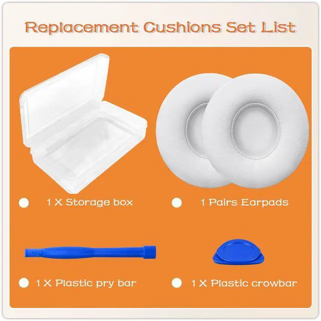 Alt view image 4 of 7 - Replacement Ear Pads for Beats Solo 2 & Solo 3 Wired & Wireless Headphones, Ear Cushions, Ear Cups Cover Repair Parts (White)