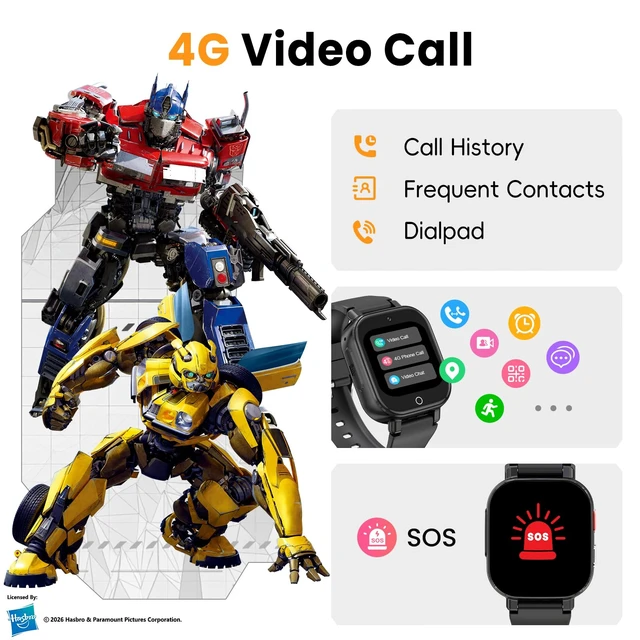 Alt view image 3 of 7 - 4G Kid Phone Watch with SIM Card, Kids Smart Watch for Boys Girls | with GPS Tracker Call SOS Video Call IP68 Waterproof Camera , Smartwatch for Ages 4-12 Children Birthday Gift, Black