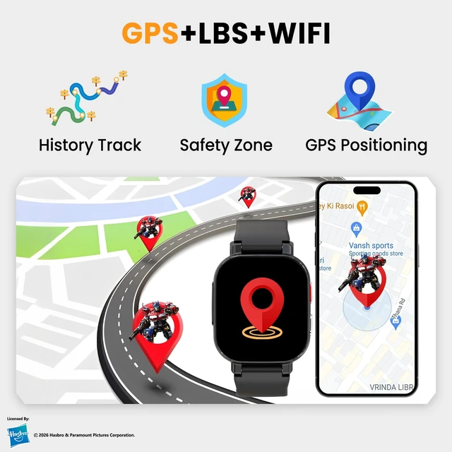 Alt view image 5 of 7 - 4G Kid Phone Watch with SIM Card, Kids Smart Watch for Boys Girls | with GPS Tracker Call SOS Video Call IP68 Waterproof Camera , Smartwatch for Ages 4-12 Children Birthday Gift, Black