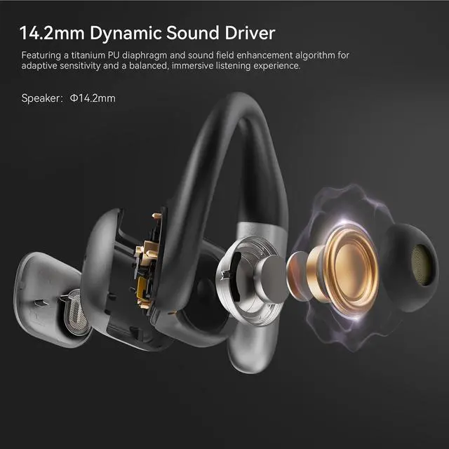 Alt view image 4 of 6 - Open Ear Headphones Open Ear Earbuds | Running Earbuds Wireless 40H Playtime, Headphones Bluetooth Wireless 5.4, IPX5 Waterproof Running, Sport