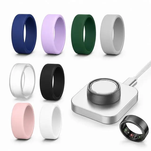 Main image of 8 Pack Ring Cover Compatible with Oura Ring 5, Ultra-Thin Silicone Ring Protector Case, Soft Comfortable Anti-Scratch Ring Guard, Supports Charging with Cover On