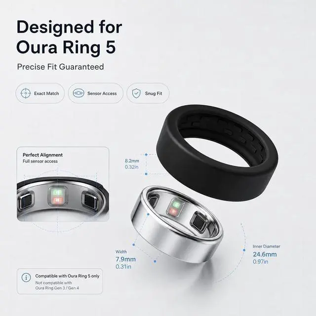 Alt view image 4 of 7 - 8 Pack Ring Cover Compatible with Oura Ring 5, Ultra-Thin Silicone Ring Protector Case, Soft Comfortable Anti-Scratch Ring Guard, Supports Charging with Cover On