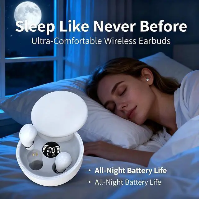 Alt view image 3 of 7 - Mini Invisible Headphones Bluetooth 5.4 True Wireless Hidden in-Ear Earphones Sport Audio Earbud,Comfortable Mini Earbuds for Sleep Friendly Side Sleeping Earphones, for Work (Black)