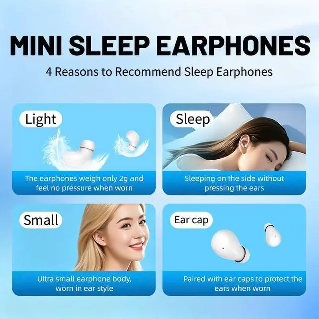 Alt view image 4 of 7 - Mini Invisible Headphones Bluetooth 5.4 True Wireless Hidden in-Ear Earphones Sport Audio Earbud,Comfortable Mini Earbuds for Sleep Friendly Side Sleeping Earphones, for Work (Black)