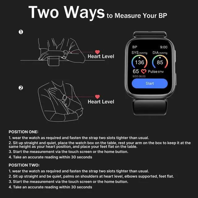 Alt view image 2 of 7 - Blood Pressure Smart Watch, 1.95'' Blood Pressure Smartwatch with Air Pump Cuff, Blood Pressure Sleep Monitor Sports Tracking for Android iOS Supports Data Sharing, Reminder Monitoring