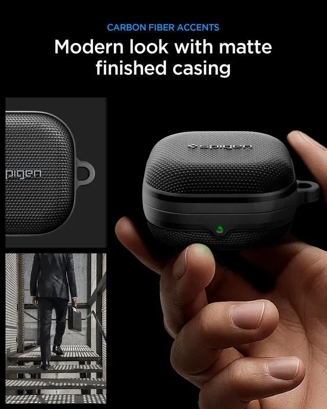 Alt view image 3 of 7 - Classic Fit Designed for Galaxy Buds 4 Pro/Buds 4 Case (2026) | Premium Nylon Fabric, Classic Design with Carabiner, Wireless Charging Compatible - Black