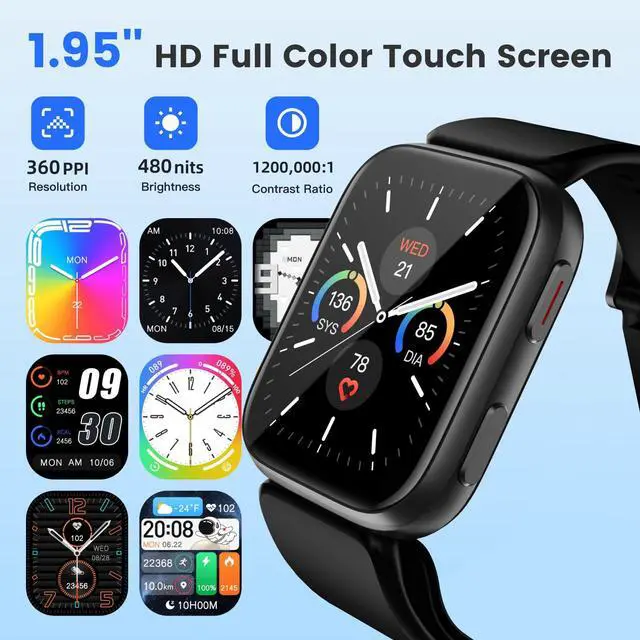 Alt view image 6 of 7 - Blood Pressure Smart Watch, 1.95'' Blood Pressure Smartwatch with Air Pump Cuff, Blood Pressure Sleep Monitor Sports Tracking for Android iOS Supports Data Sharing, Reminder Monitoring