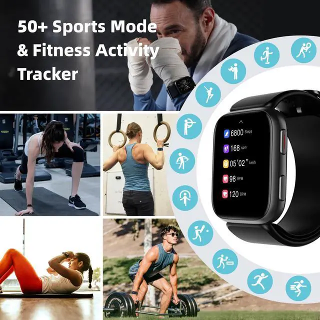 Alt view image 7 of 7 - Blood Pressure Smart Watch, 1.95'' Blood Pressure Smartwatch with Air Pump Cuff, Blood Pressure Sleep Monitor Sports Tracking for Android iOS Supports Data Sharing, Reminder Monitoring