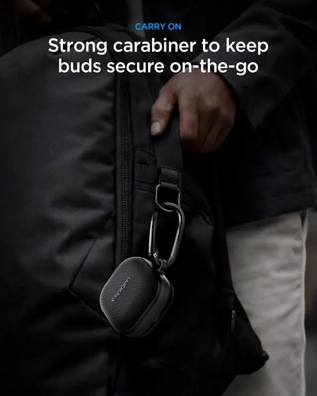 Alt view image 4 of 7 - Classic Fit Designed for Galaxy Buds 4 Pro/Buds 4 Case (2026) | Premium Nylon Fabric, Classic Design with Carabiner, Wireless Charging Compatible - Black