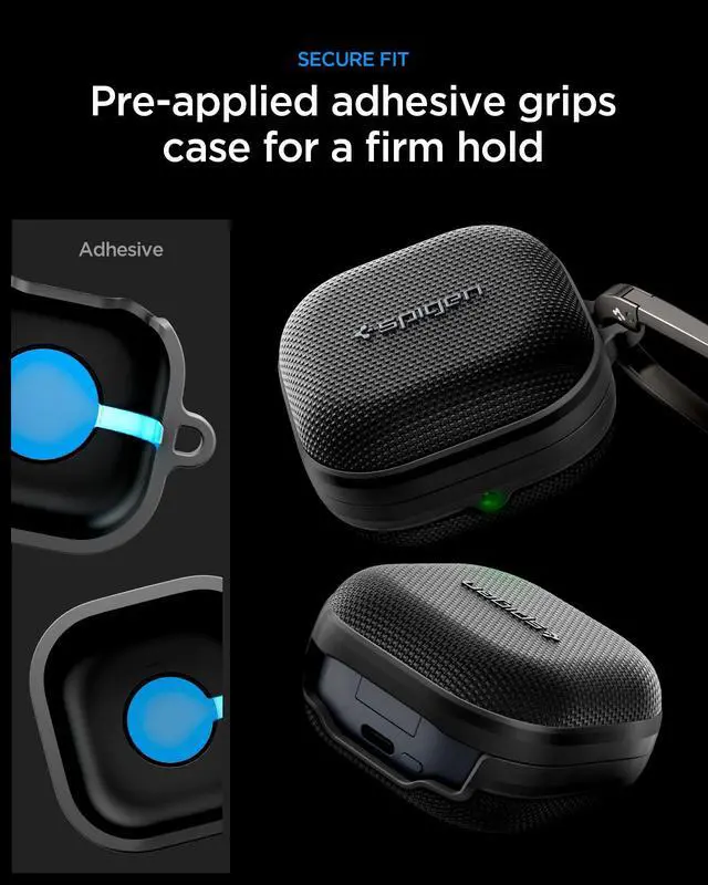 Alt view image 5 of 7 - Classic Fit Designed for Galaxy Buds 4 Pro/Buds 4 Case (2026) | Premium Nylon Fabric, Classic Design with Carabiner, Wireless Charging Compatible - Black
