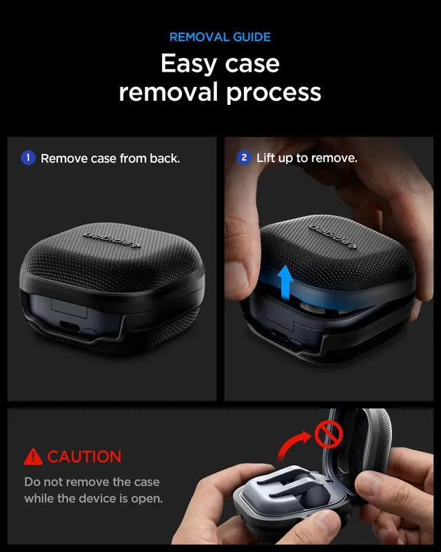 Alt view image 7 of 7 - Classic Fit Designed for Galaxy Buds 4 Pro/Buds 4 Case (2026) | Premium Nylon Fabric, Classic Design with Carabiner, Wireless Charging Compatible - Black
