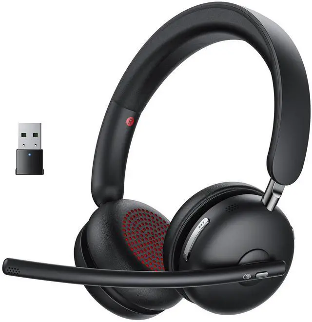 Main image of Wireless Headset with Mic for Work, One-Tap Mute & USB Dongle, Bluetooth 5.3 Headset, AI Noise Cancelling Mic, Wireless Headphones with Mic & 65H, Wireless Headset for PC/Teams/Computer/Laptop/Study