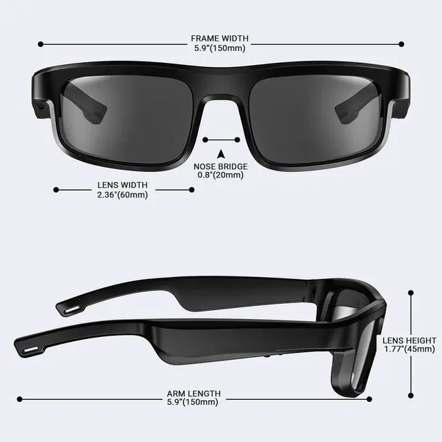 Alt view image 4 of 7 - Smart Glasses, Polarized Bluetooth Sunglasses, Built-in Mic & Speakers, Voice Assistant, UV Protection Audio Sun Glass