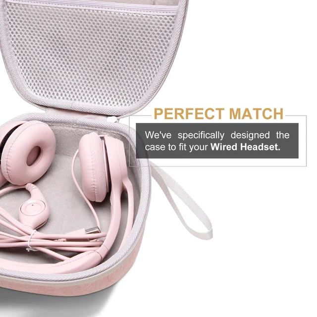 Alt view image 4 of 7 - Case for Logitech H390/H391/Zone 301/H111/H570e Wired Headset Pink Hard Carrying Travel Wired Headset Case for Logitech H390/H391/Zone 301/H111/H570e & JIAMQISHI/Poly Blackwire 3220/AOC