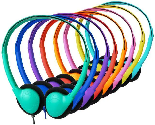 Main image of 20 Pack Bulk Classroom Headphones for Students Kids School | Wholesale Headphones Class Set with 3.5mm Jack for Chromebook Laptop PC Computer (Mixed Colors)