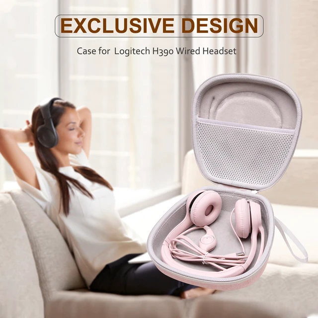 Alt view image 7 of 7 - Case for Logitech H390/H391/Zone 301/H111/H570e Wired Headset Pink Hard Carrying Travel Wired Headset Case for Logitech H390/H391/Zone 301/H111/H570e & JIAMQISHI/Poly Blackwire 3220/AOC