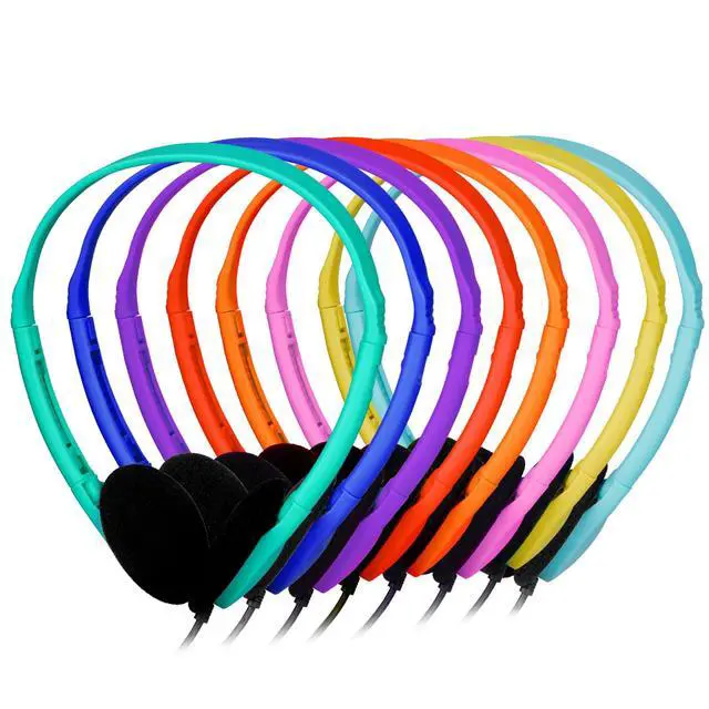 Alt view image 2 of 7 - 20 Pack Bulk Classroom Headphones for Students Kids School | Wholesale Headphones Class Set with 3.5mm Jack for Chromebook Laptop PC Computer (Mixed Colors)