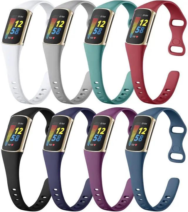 Main image of 8 Pack Band Compatible with Fitbit Charge 5 Bands/Charge 6 Bands for Women Men, Soft Silicone Adjustable Sport Slim Waterproof Replacement Wristband for Fitbit Charge 6 & 5 Fitness Tracker