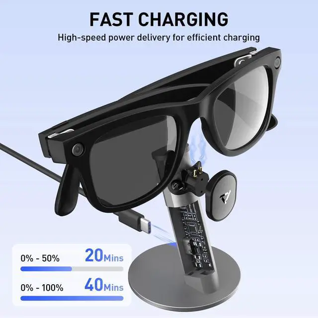 Alt view image 2 of 7 - Charging Stand Compatible with Ray-Ban Meta Wayfarer/Headliner/Skyler | Magnetic Aluminum Portable Dock, Compatible with (Gen 1&2), Carina C2, Not for Oakley, Display and Blayzer
