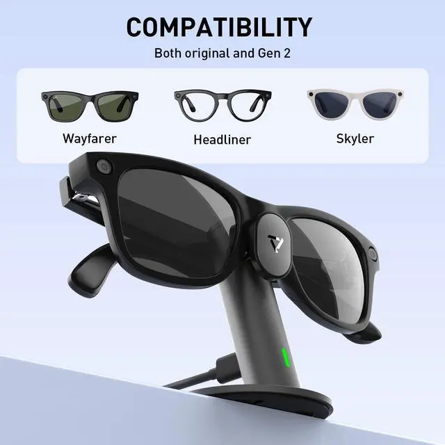 Alt view image 6 of 7 - Charging Stand Compatible with Ray-Ban Meta Wayfarer/Headliner/Skyler | Magnetic Aluminum Portable Dock, Compatible with (Gen 1&2), Carina C2, Not for Oakley, Display and Blayzer