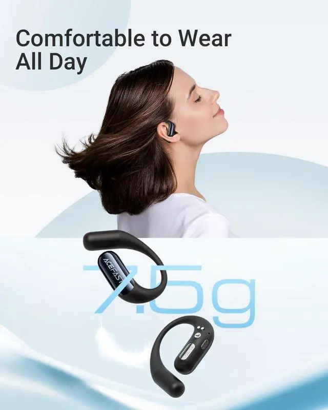 Alt view image 4 of 7 - AceFit Air Open Ear Headphones, Wireless Earbuds with Rich Bass, Bluetooth 5.4 Sports Headphones with Charging Case, 32H Playtime Earbuds IP54 Waterproof for Running, Cycling, Walking, Workout