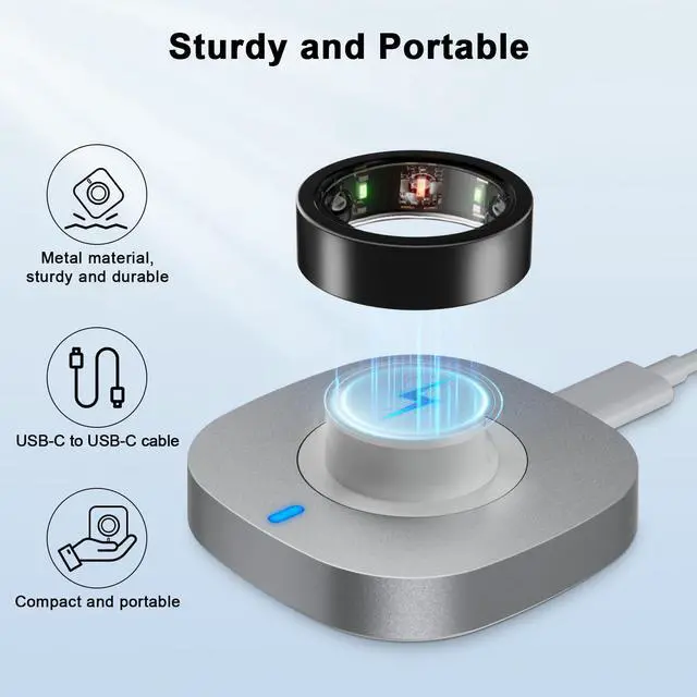 Alt view image 6 of 7 - Charger Compatible with Aura-Ring Gen 3 Size 7 | Fast Charging Dock with USB-C Cable Aura-Ring 3 Accessories