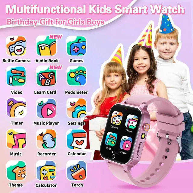 Alt view image 2 of 7 - Kids Smart Watch Girls Gift for Girl Aged 6-12, HD TouchScreen Kids Watch with 39 Games Video Camera Music Pedometer Audiostory Learn Card Educational Toys Birthday Gifts for Girls Ages 5 6 7 8 9