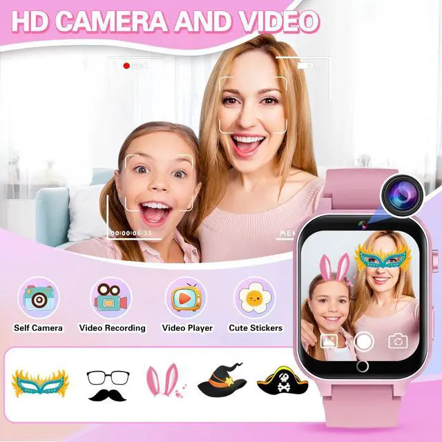 Alt view image 4 of 7 - Kids Smart Watch Girls Gift for Girl Aged 6-12, HD TouchScreen Kids Watch with 39 Games Video Camera Music Pedometer Audiostory Learn Card Educational Toys Birthday Gifts for Girls Ages 5 6 7 8 9