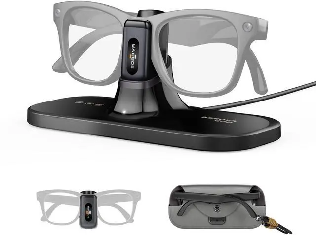 Main image of CG2 Charging Dock Accessories,Compatible with Ray-Ban Meta Smart AI Glasses & Oakley Meta HSTN, 3-in-1 Magnetic Charging Station with Portable Battery Clip and Travel Case