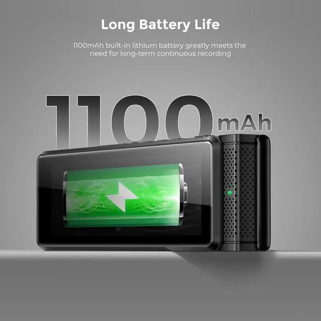 Alt view image 6 of 7 - 8GB Digital Voice Recorder with Playback, R1 Full Touchscreen Voice Recorder with Bluetooth, Voice Activated Sound Audio Recorder Device with Mic Black
