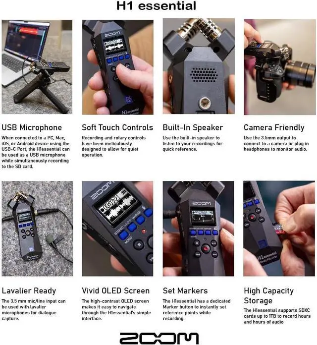 Alt view image 2 of 5 - H1essential Recorder Bundle with Case, Windscreens & Tripod | 32-bit float recorder bundle with 99KOLB EVA case, furry and foam windscreens, and octopus tripod