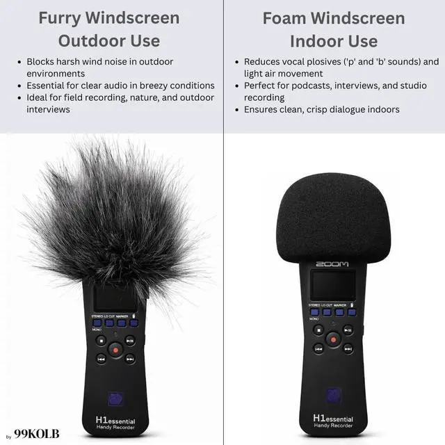 Alt view image 3 of 5 - H1essential Recorder Bundle with Case, Windscreens & Tripod | 32-bit float recorder bundle with 99KOLB EVA case, furry and foam windscreens, and octopus tripod
