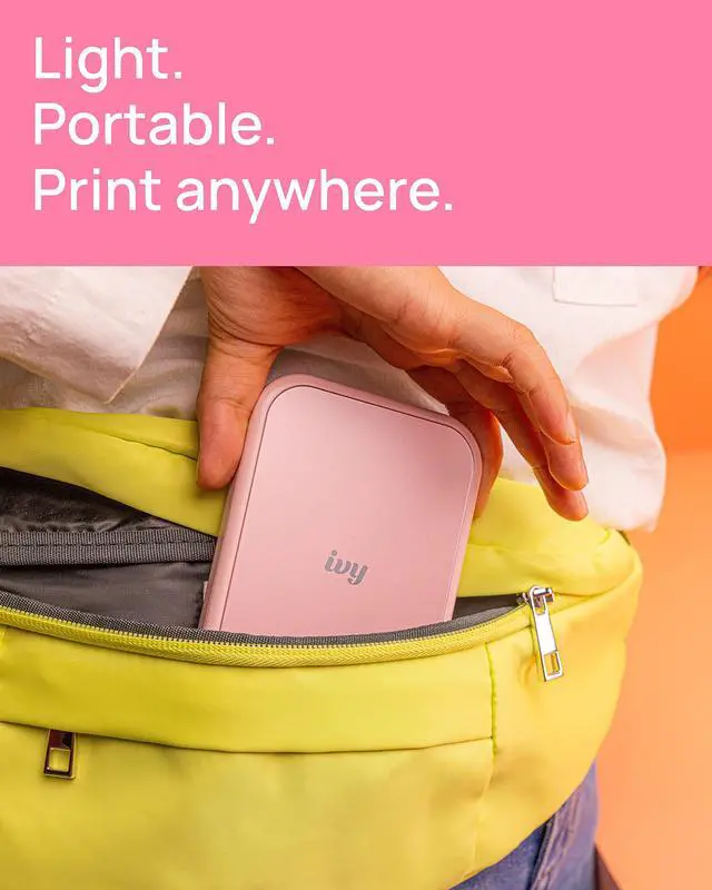 Alt view image 4 of 7 - IVY 2 Mini Photo Printer, Print from Compatible iOS & Android Devices, Sticky-Back Prints, Blush Pink + ZINK Photo Paper 20 Sheets Pack