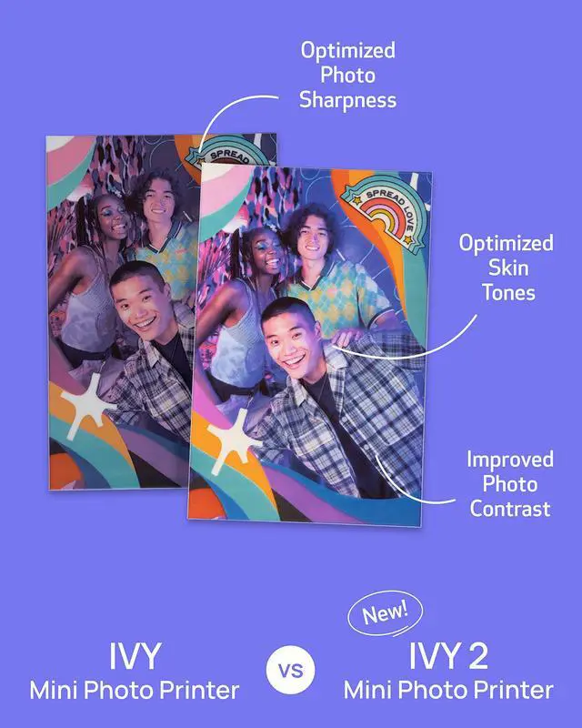 Alt view image 6 of 7 - IVY 2 Mini Photo Printer, Print from Compatible iOS & Android Devices, Sticky-Back Prints, Blush Pink + ZINK Photo Paper 20 Sheets Pack