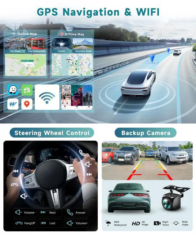 Alt view image 7 of 7 - 4Core 4+64G Android Car Stereo for Ford Fusion Mondeo 2013-2019 with 5G WIFI DSP/Wireless Carplay/Android Auto, 9 inch 1280*720 Touchscreen Radio Bluetooth 5.0 FM/RDS Mirrorlink Backup Camera