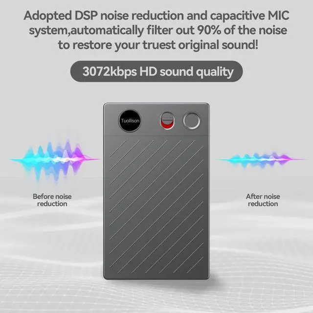 Alt view image 4 of 7 - Ultra-Thin AI Voice Recorder with APP Control Support Unlimited Transcribe & Summarize, AI Note Taker with DSP Noise Cancellation,AI Recording Device for Meetings, Interviews, Lectures, Calls, Grey